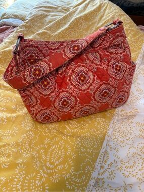 Vera Bradley Quilted Floral Reversible Shoulder Bag in Orange and Yellow
